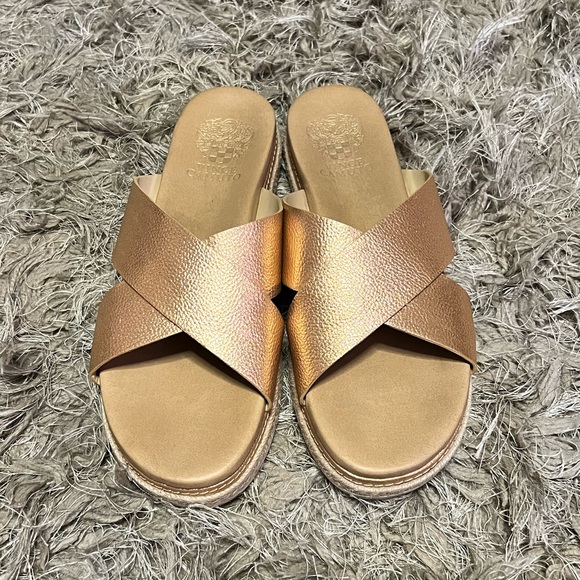 COPY - Vince Camuto Slide Sandals in Rose Gold - Picture 1 of 4